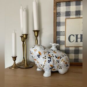 Vintage Floral Ceramic Frog Figurine